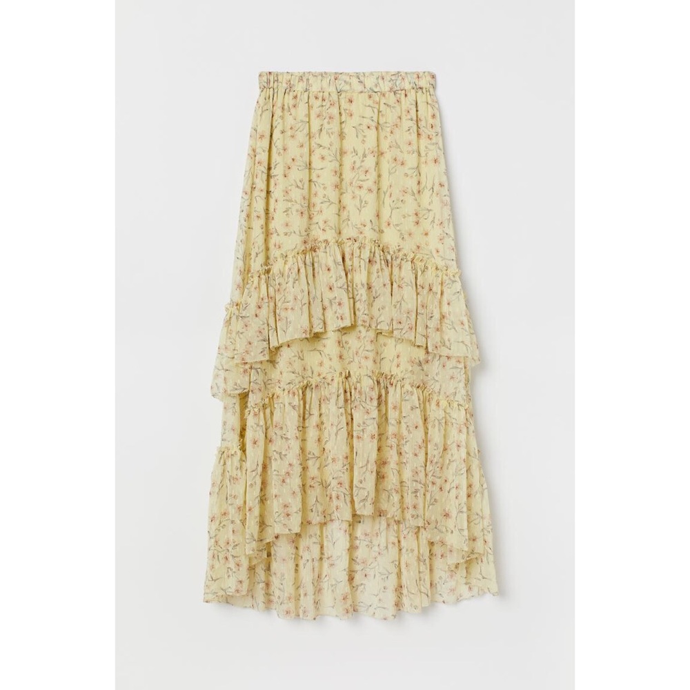 H&M floral patterned tiered maxi skirt